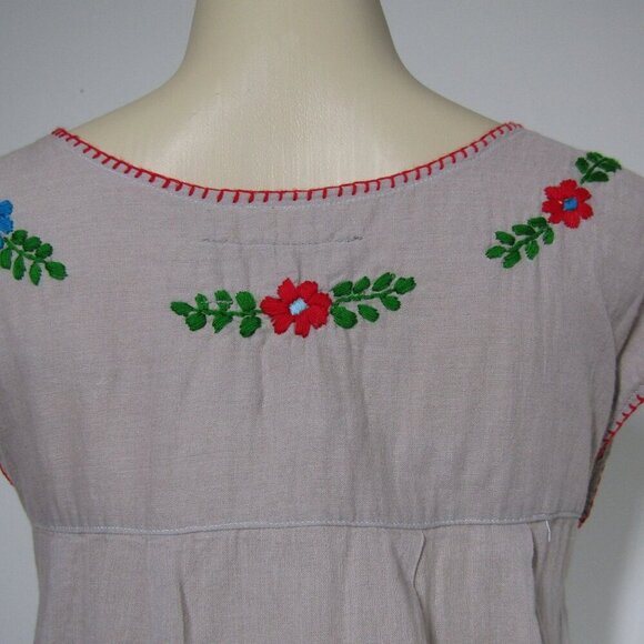 VTG EMBROIDERED Floral M Boho Hippie Festival Peasant Gypsy Fairy Folk Gauze Top - Picture 8 of 10